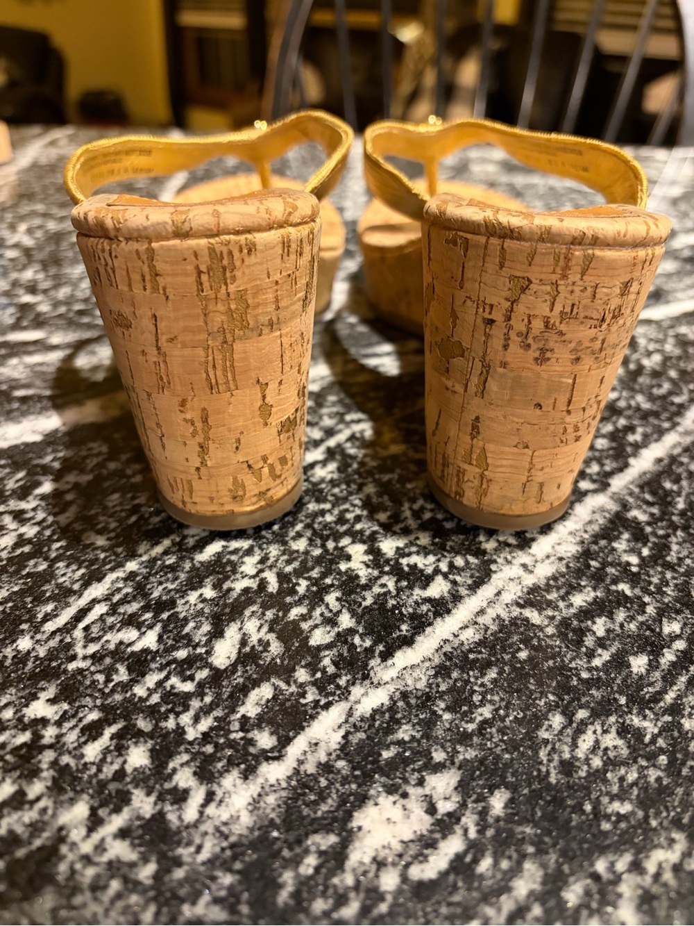 Tory Burch Gold Cork Wedge Thong Sandals - Picture 5 of 9